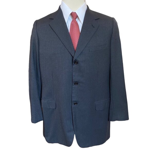 Brioni Nieman Marcus Mens Blazer Size 44L Black 3 Button Wool Sports Coat Career